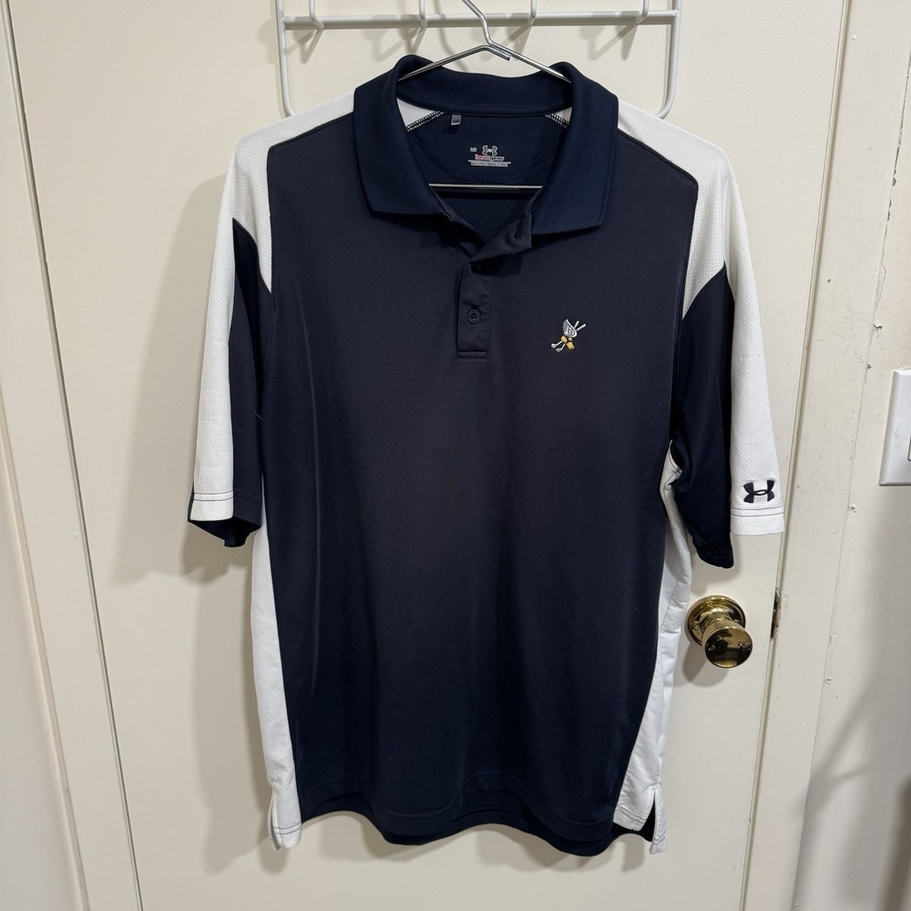 Under Armour Winged Foot Golf Polo Shirt L Loose Blue Heat Gear Men's Size Large